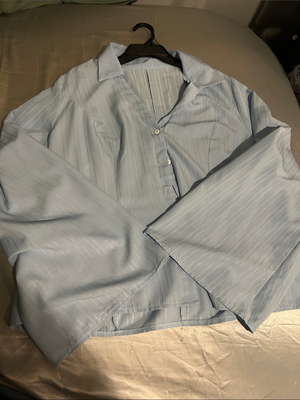 Light Blue Men's Dress Shirt with Subtle Stripe Detail